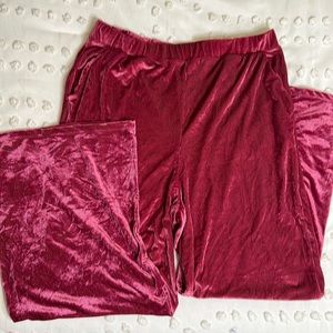 Free People Kit Kat Lounge Velour Wide Leg Trouser